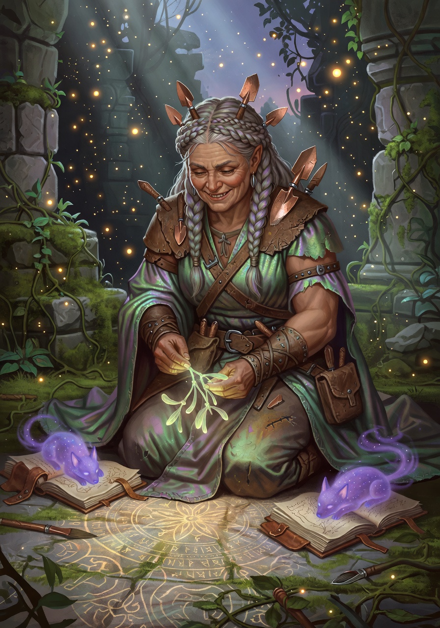 Grandmother Oakhaven, a Half-Orc Druid — D&D 5e NPC portrait