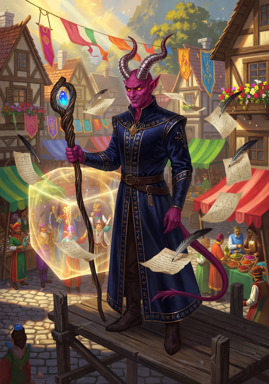 Malakor Vane, a Asmodeus Tiefling Wizard — D&D 5e NPC portrait