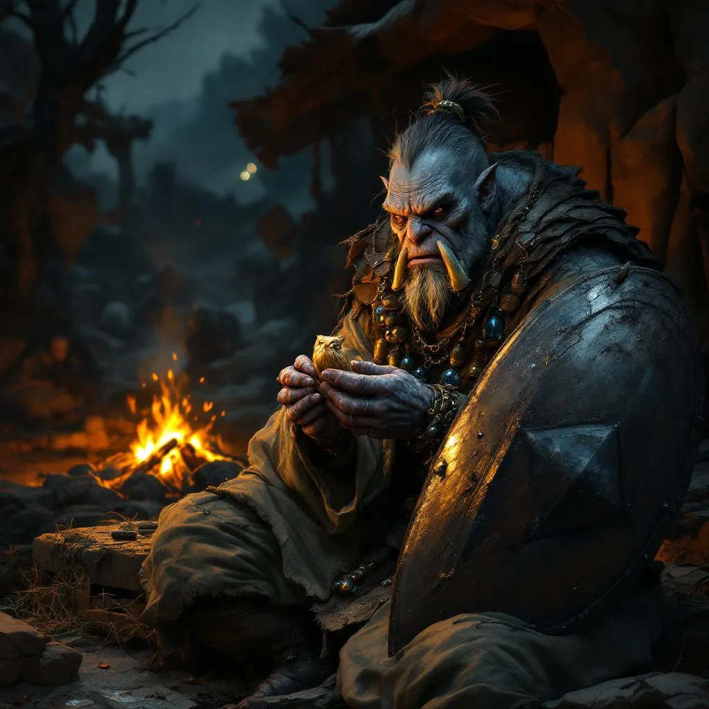 Grandmother Thokk, a Orc Bard — D&D 5e NPC portrait