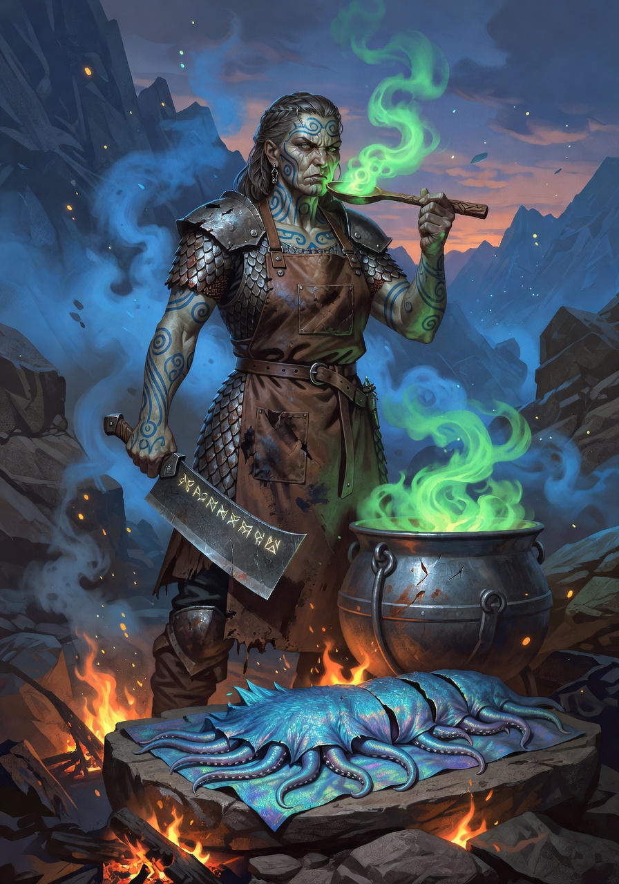 Thokkra 'Salt-Eye' Deepstone, a Goliath Blood Hunter — D&D 5e NPC portrait