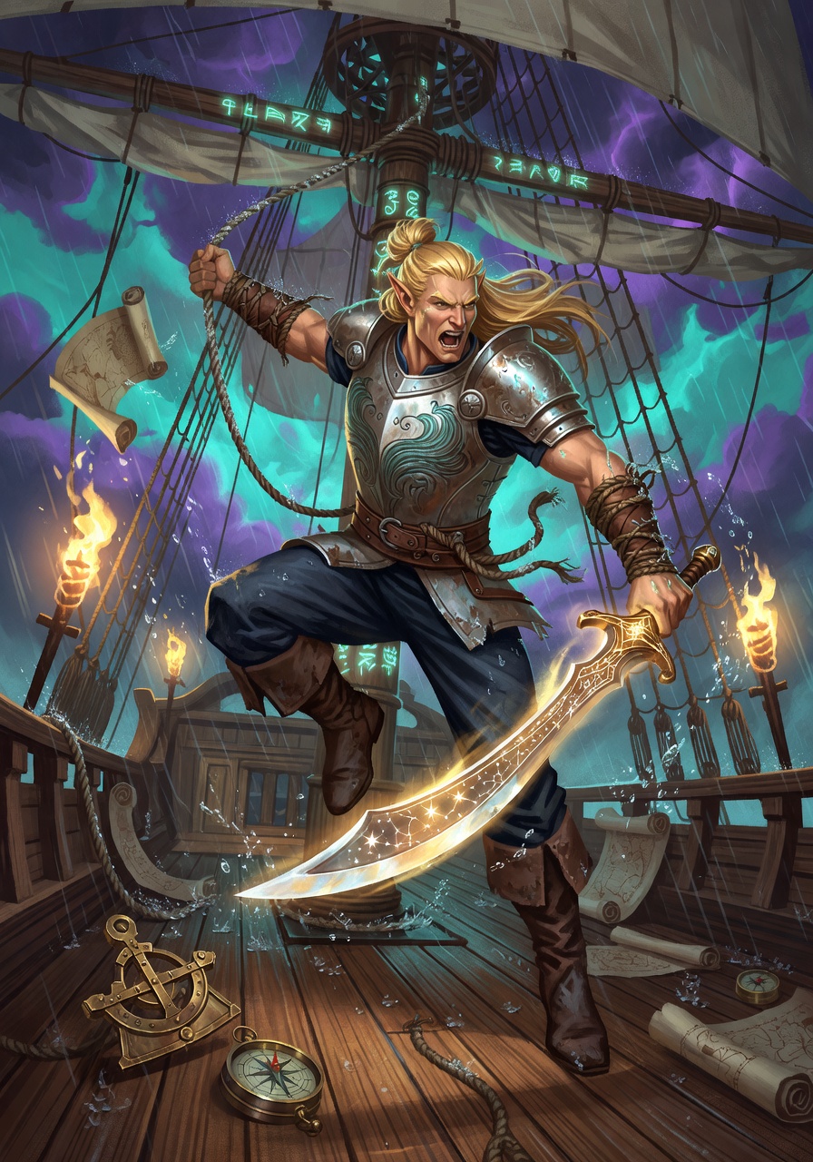 Valerius Sunshadow, a High Elf Elf Fighter — D&D 5e NPC portrait