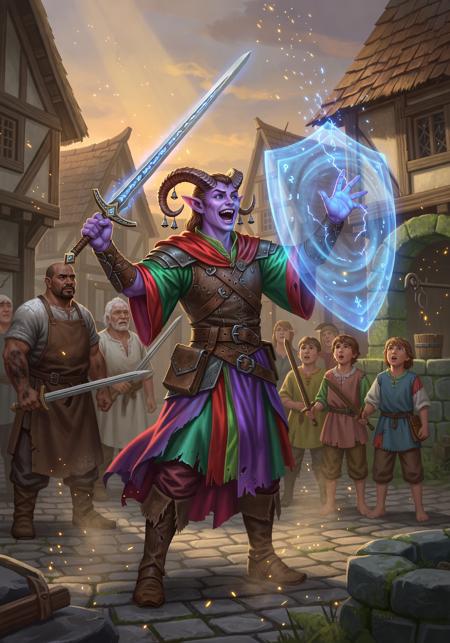 Xalius 'Xal' Vane, a Tiefling Fighter — D&D 5e NPC portrait