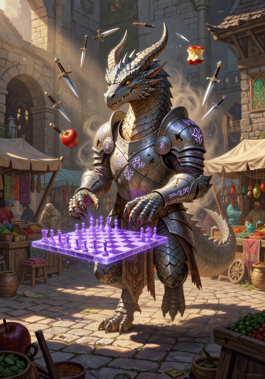 Xylanthrax the Silver, a Silver Dragonborn Fighter — D&D 5e NPC portrait