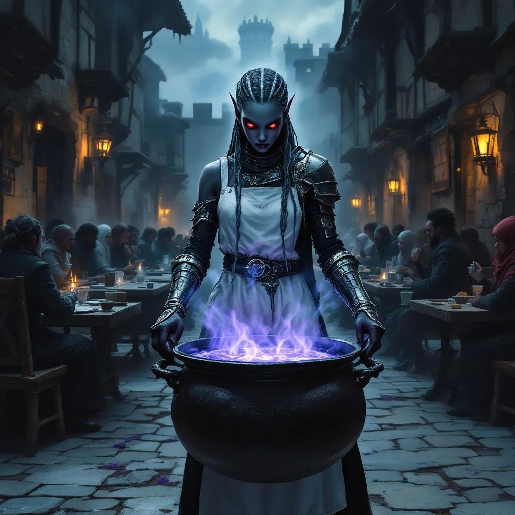 Vespera Vae, a Drow Elf Cleric — D&D 5e NPC portrait