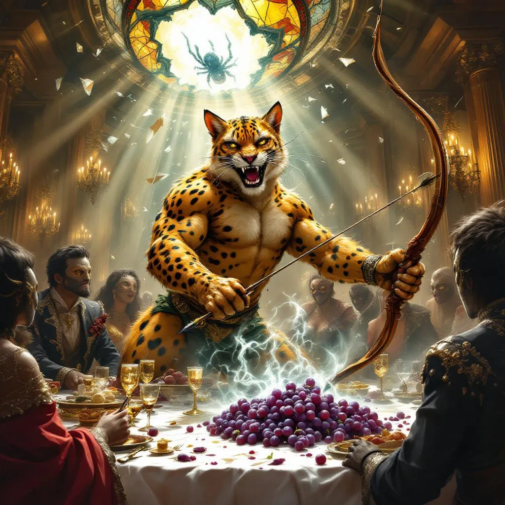 M'shrako of the Sun-Drenched Canopy, a Tabaxi Ranger — D&D 5e NPC portrait