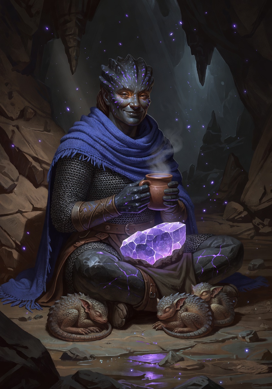 Oona Shale, a Earth Genasi Cleric — D&D 5e NPC portrait