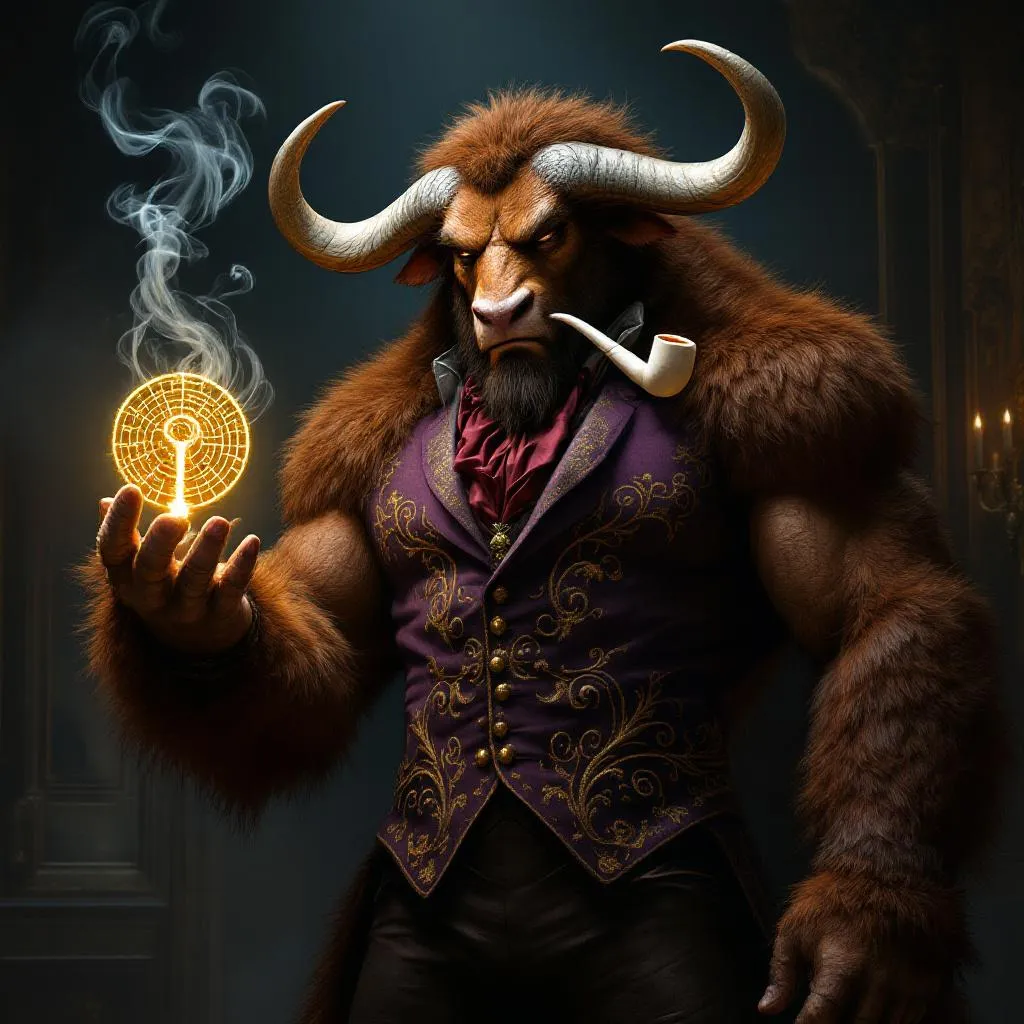 Tauron Silkhorn, a Minotaur Rogue — D&D 5e NPC portrait
