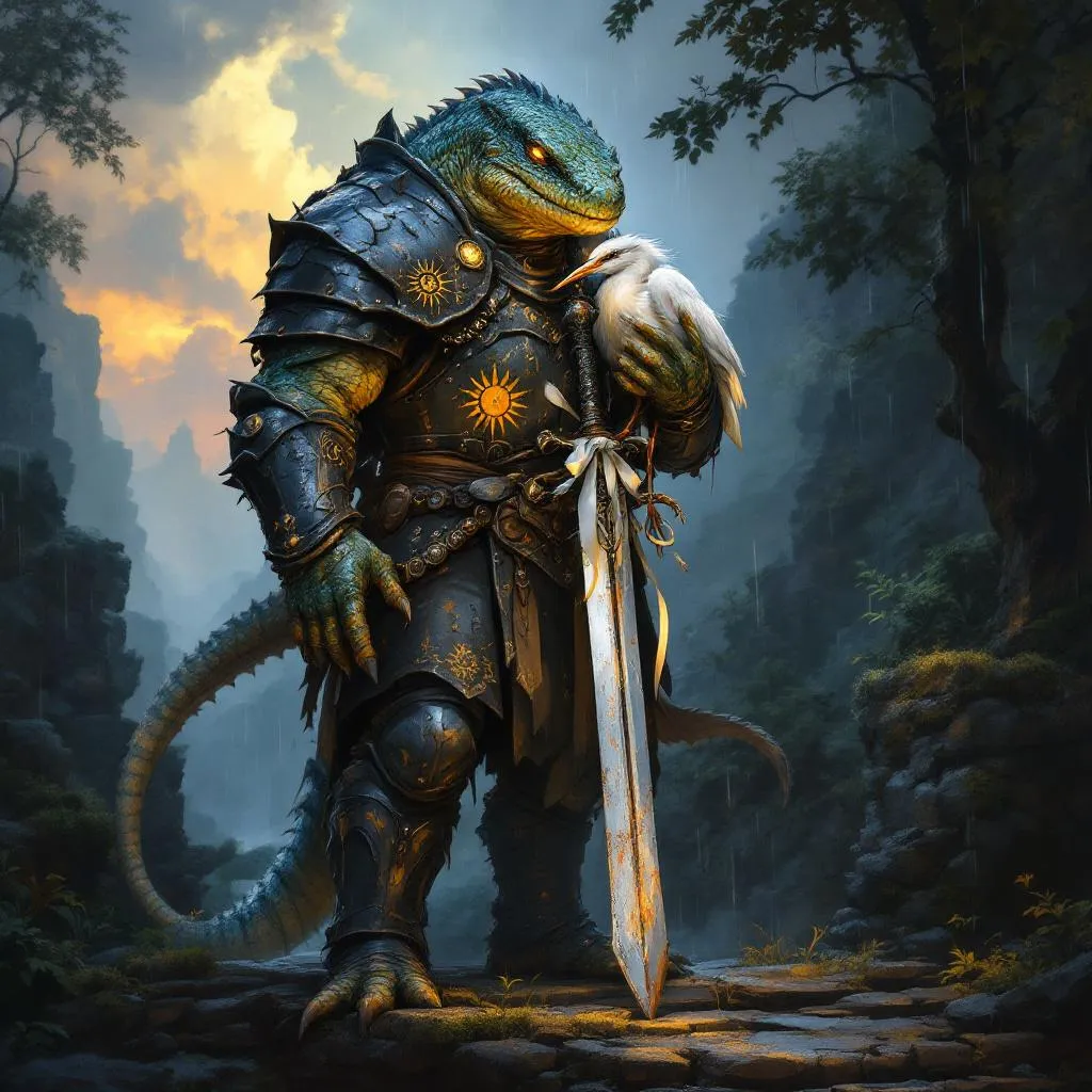 Geth of the Still-Water, a Lizardfolk Paladin — D&D 5e NPC portrait