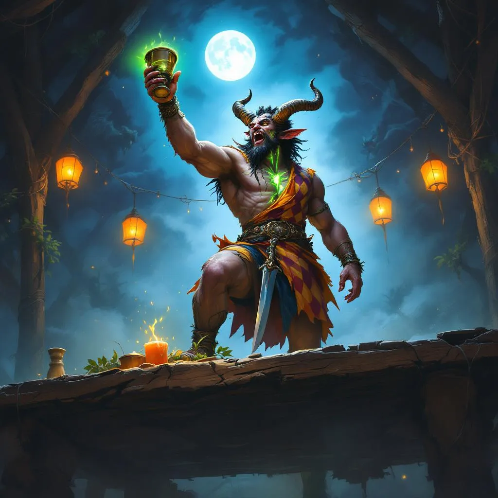 Keryx of the High Meadow, a Satyr Blood Hunter — D&D 5e NPC portrait