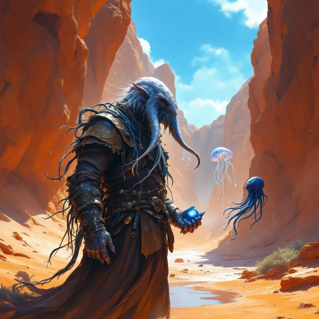 Hopscotch 'Salty' O'Malley, a Harengon Warlock — D&D 5e NPC portrait