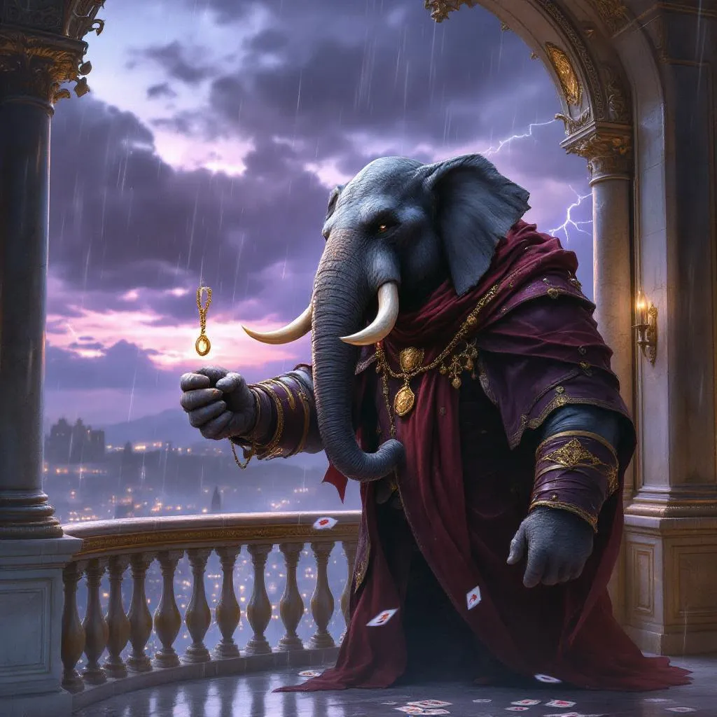 Barnaby Tusksnap, a Loxodon Rogue — D&D 5e NPC portrait