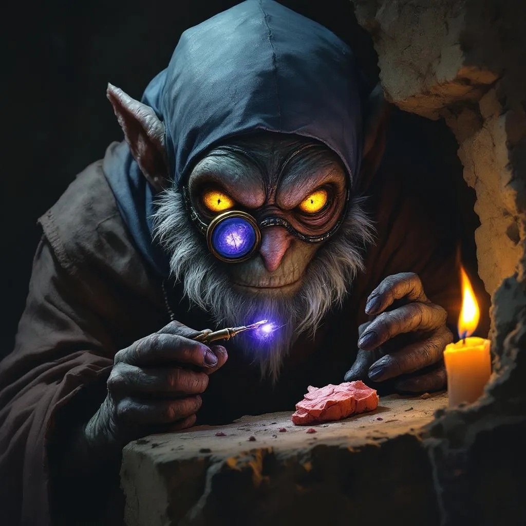 Spleen-Stitcher Fizz, a Goblin Monk — D&D 5e NPC portrait
