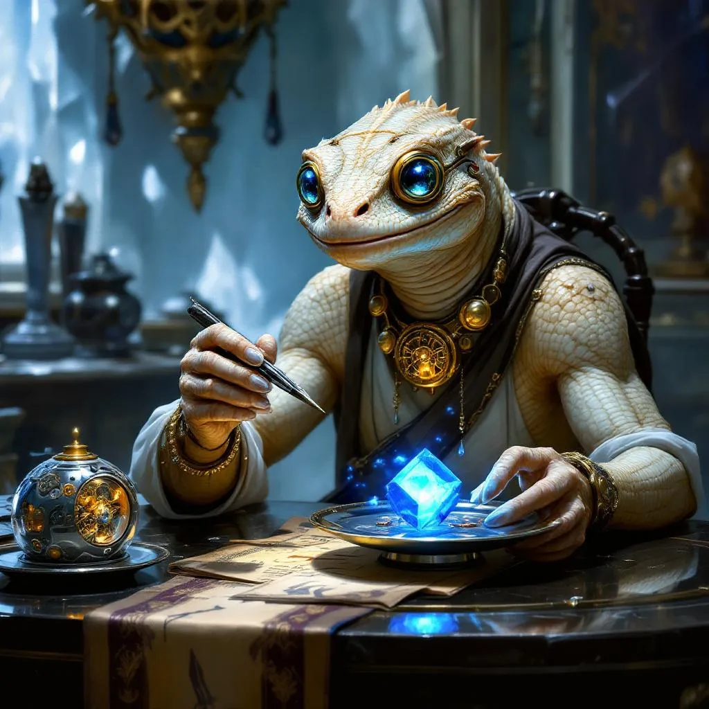 Vax’Ssil, a Lizardfolk Sorcerer — D&D 5e NPC portrait