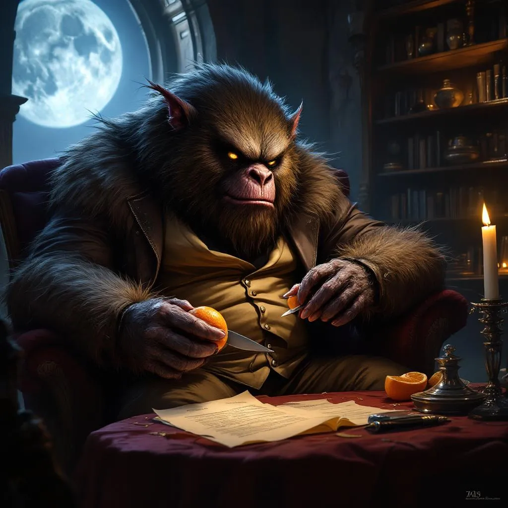 Vuldar 'Silk-Tongue' Gnawbone, a Bugbear Rogue — D&D 5e NPC portrait