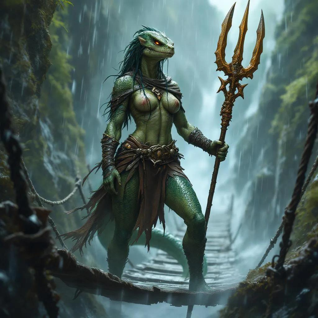 Ss'thar-ia Bloodbreaker, a Yuan-Ti Pureblood Barbarian — D&D 5e NPC portrait