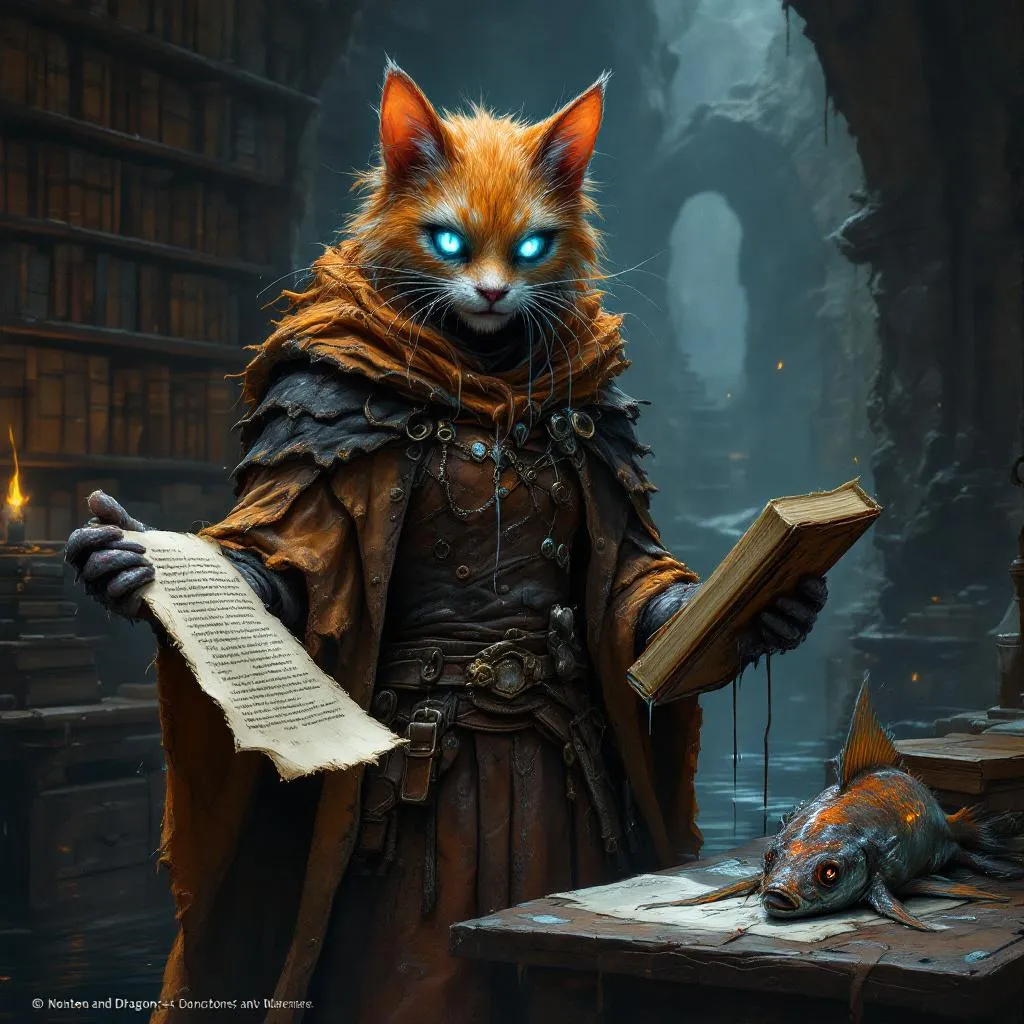 Mrow-Zhar, a Tabaxi Warlock — D&D 5e NPC portrait