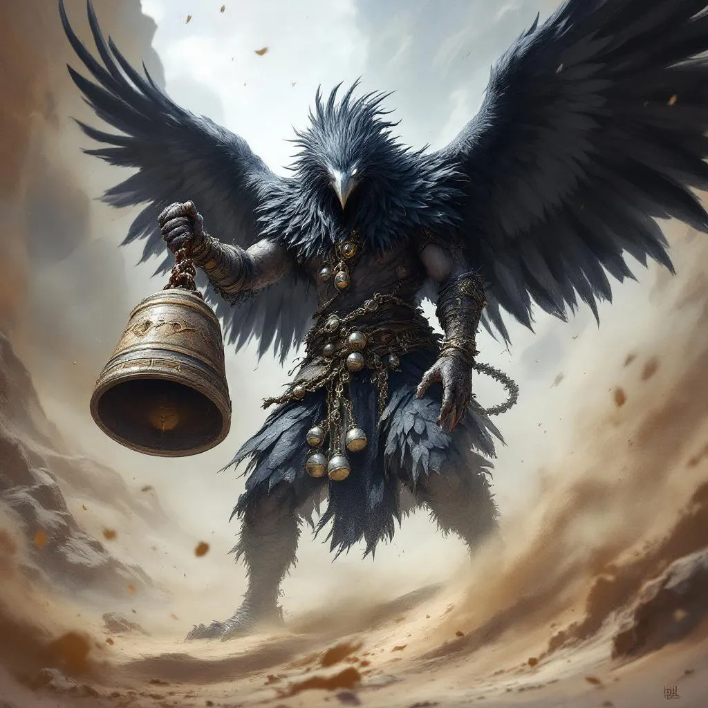 Krazak-Who-Steals-Silence, a Kenku Barbarian — D&D 5e NPC portrait