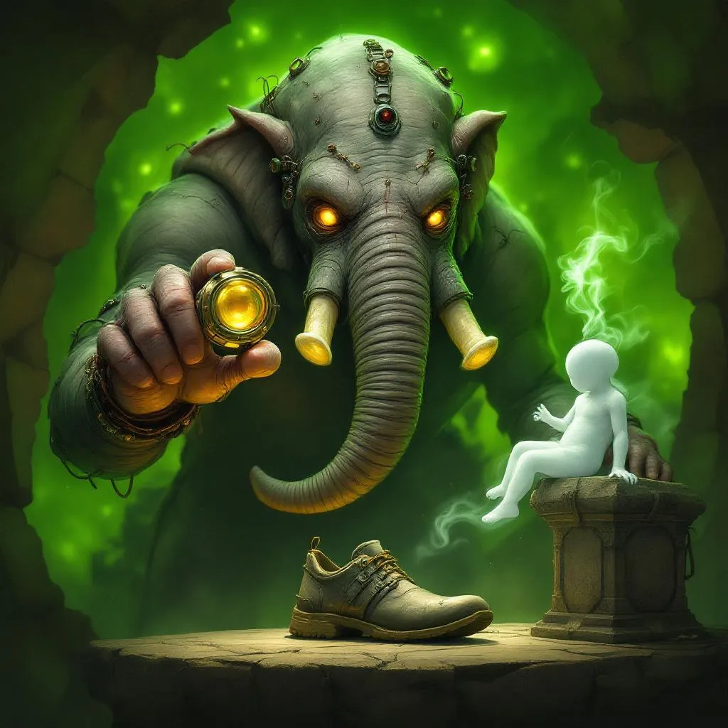 Oryn Tallow-Trunk, a Loxodon Blood Hunter — D&D 5e NPC portrait