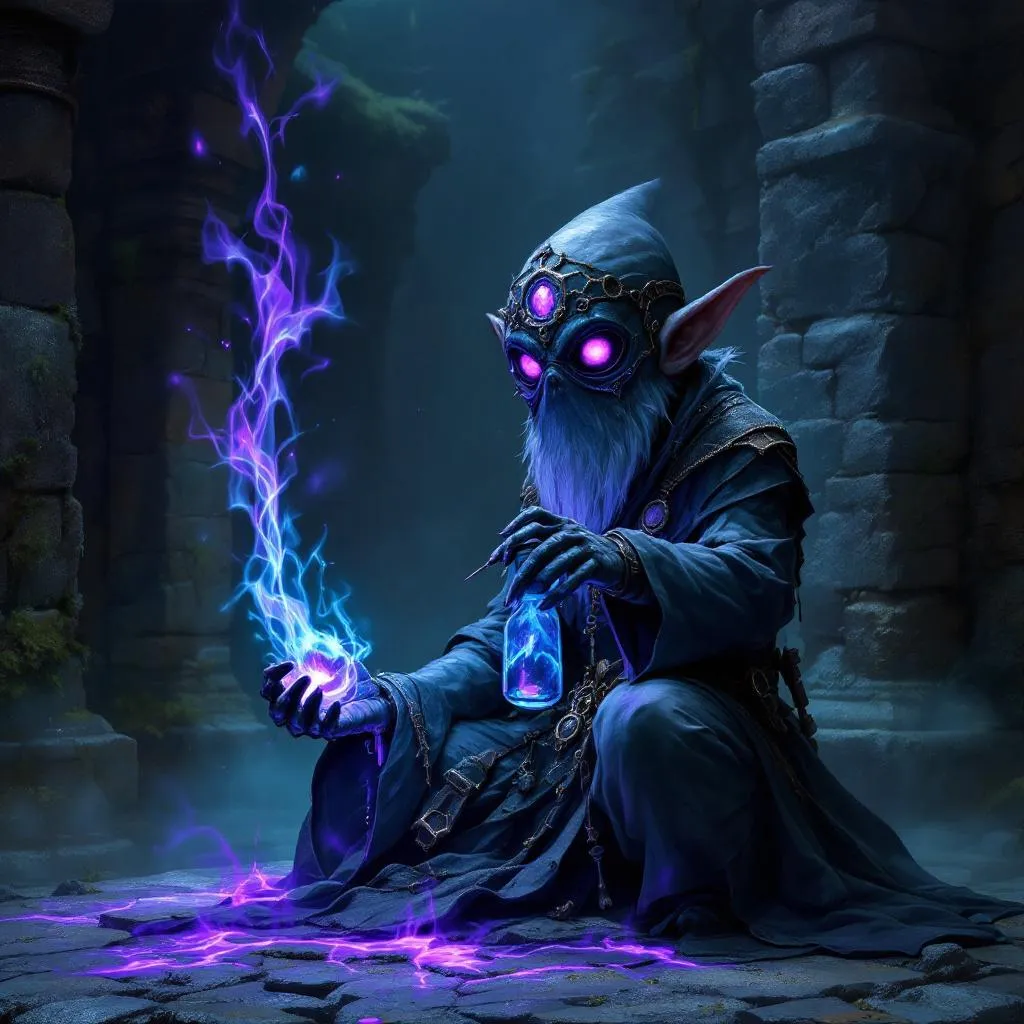 Zeek’ll Vane-Stethoscope, a Svirfneblin Gnome Monk — D&D 5e NPC portrait