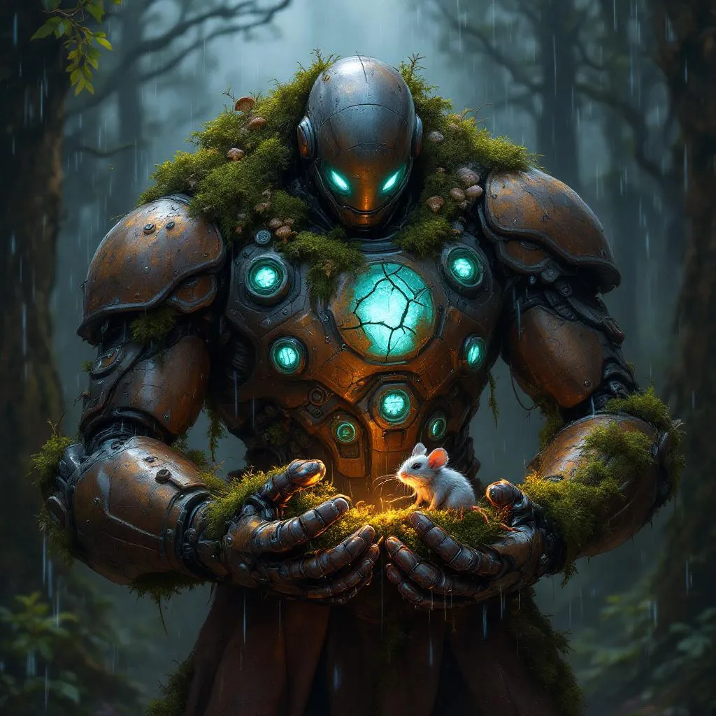Mulch (Sentinel Unit 09), a Warforged Druid — D&D 5e NPC portrait