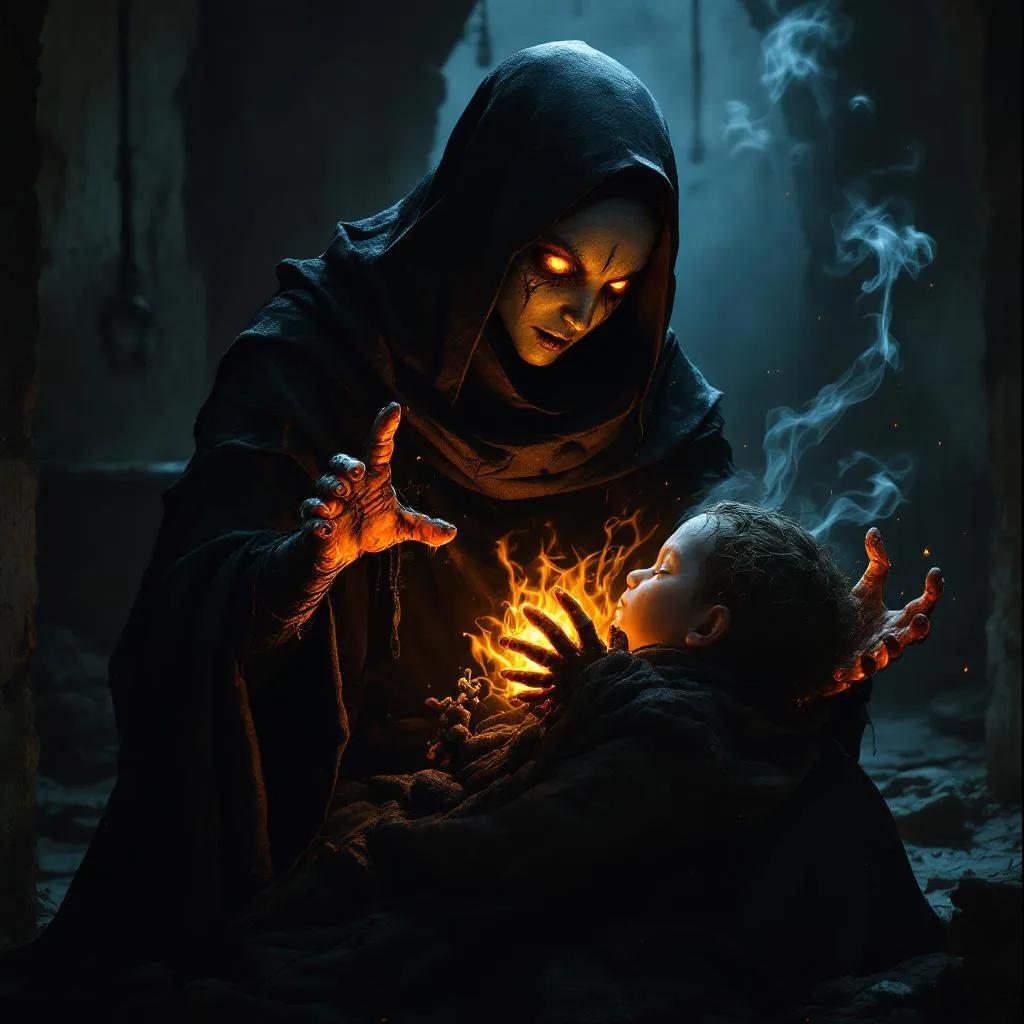 Syrin of the Smoldering Breath, a Fire Genasi Monk — D&D 5e NPC portrait