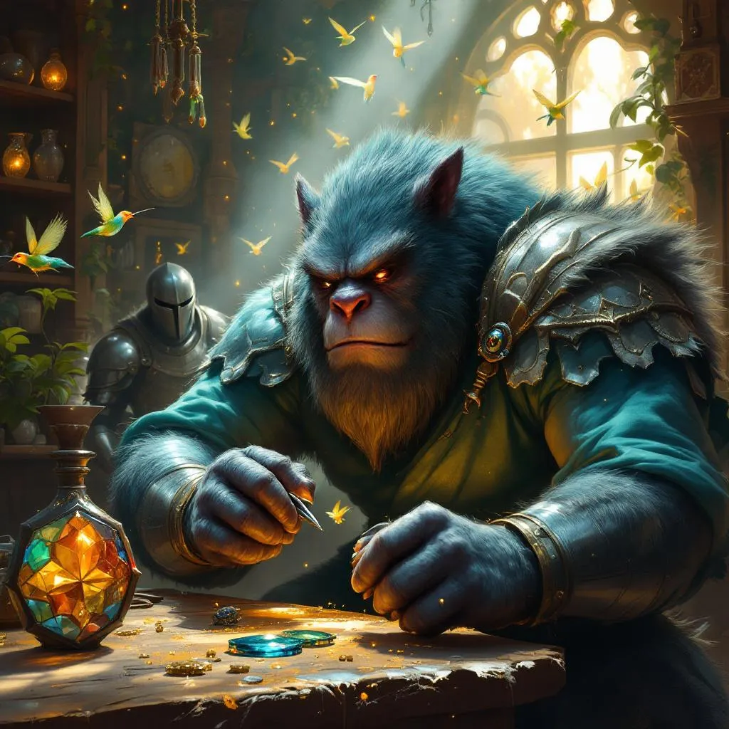 Grong the Translucent, a Bugbear Paladin — D&D 5e NPC portrait