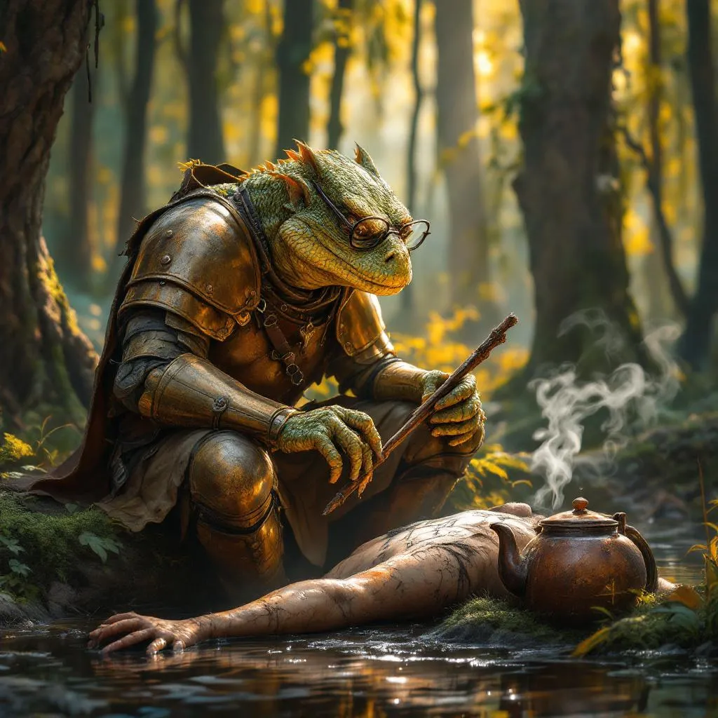 Ssh’kak Vora-Nal, a Lizardfolk Paladin — D&D 5e NPC portrait